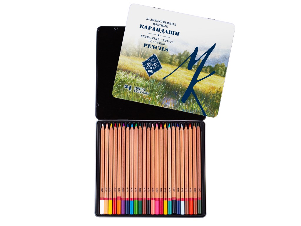Набор профессиональных цветных карандашей Мастер-Класс, 24 цвета, в жестяной упаковке